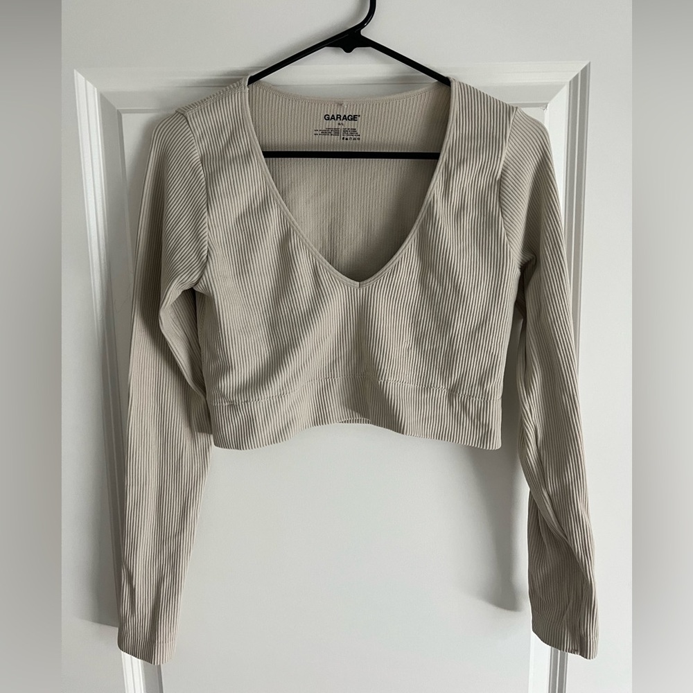 Garage Women's Cream Ribbed Crop Top